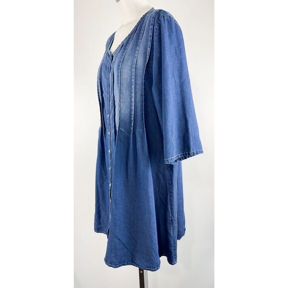 Alembika Sz 4 US 12/14 chambray Pleaded Button Front Dress Tunic - Picture 3 of 6